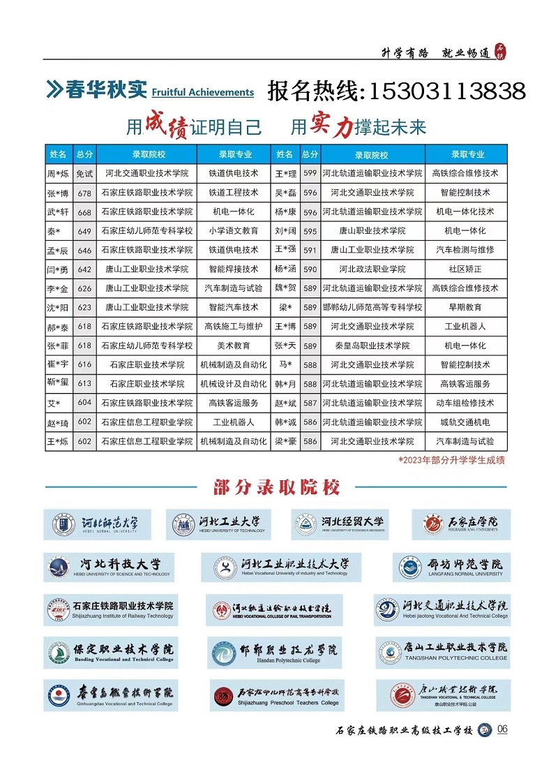 石家莊鐵路職業高級技工學校升學安排